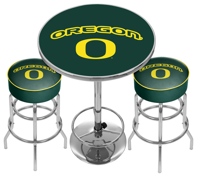 University of Oregon Game Room Combo, 2 Bar Stools and Table