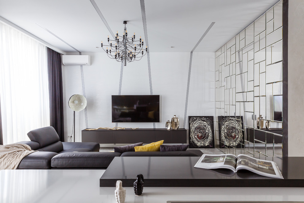 Фото гостиной реализованного проекта квартиры ЖК "Адмирал".