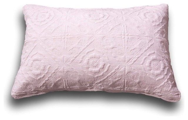 Elegant Country Floral Rose Pink Quilted King Pillow Sham 20 X
