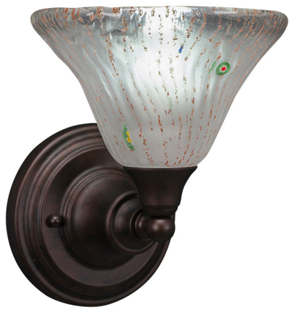 1-Light Wall Sconce, Bronze/Frosted Crystal