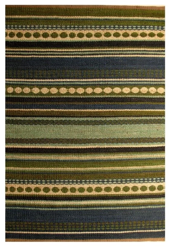 Handwoven Jute Rug, Green and Dark Olive, 6'x9'