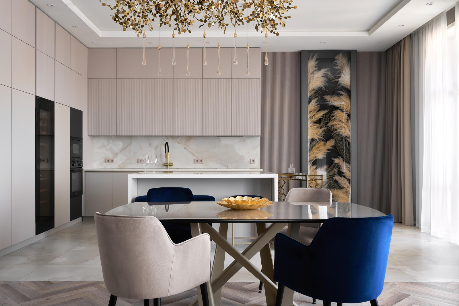 Дизайн проект квартиры 180м2  ЖК "Бульварный  переулок ". Гостиная