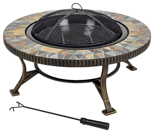 Pleasant Hearth Olivia Slate Top FIre Pit Transitional Fire Pits