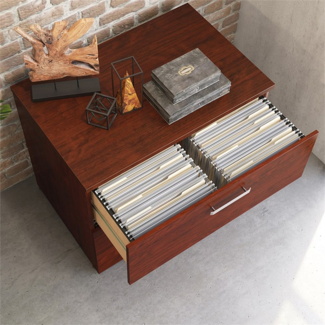 Pemberly Row Engineered Wood Lateral Filing Cabinet in Classic Cherry ...
