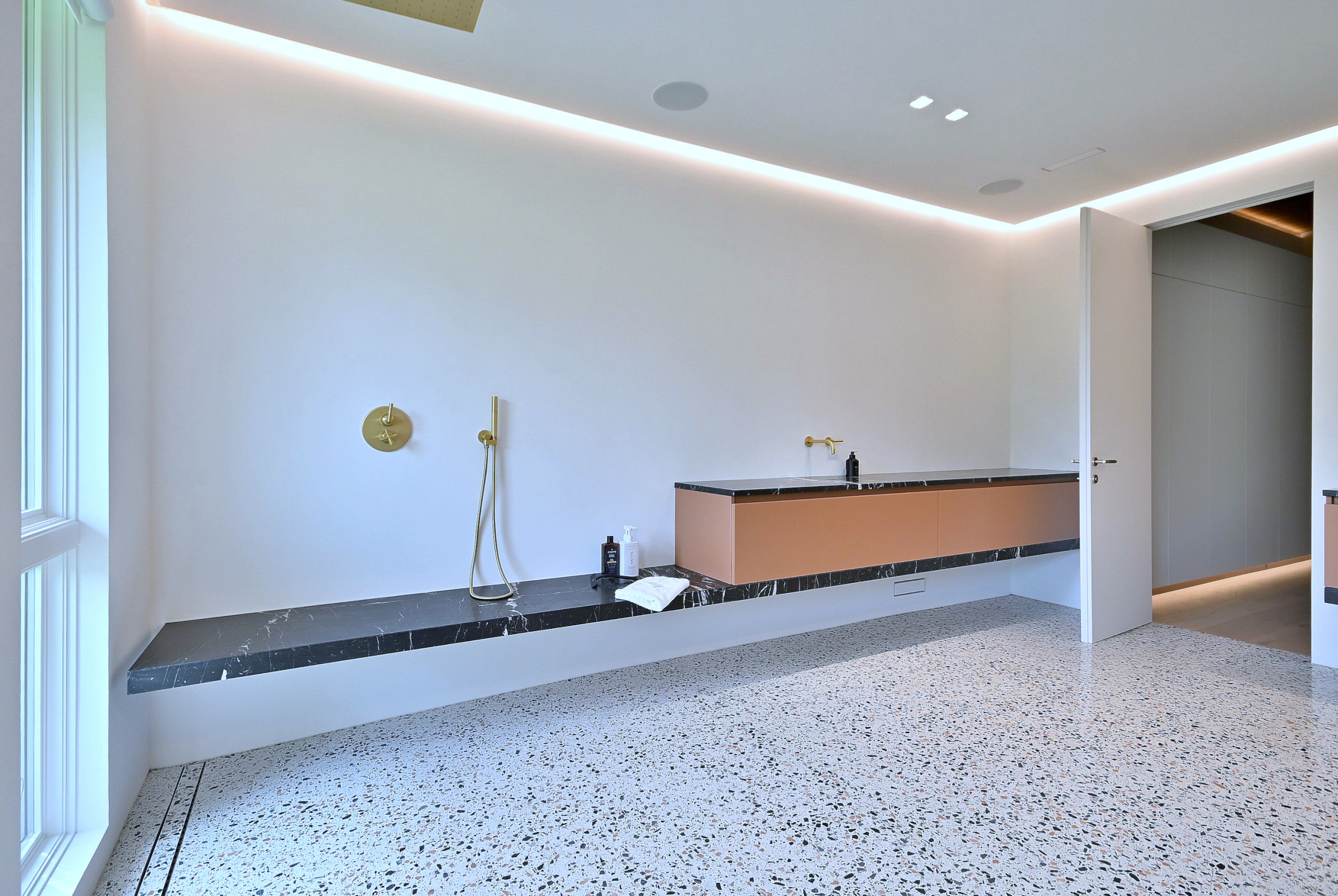 Modern Terrazzo Shower Room with Floating Details