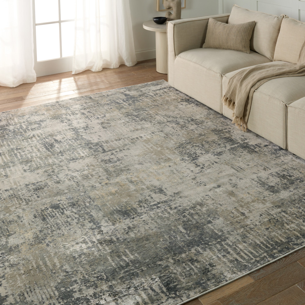 Jaipur Living Ezra Abstract Gray/ Beige Runner Rug, 10'X14' Modern