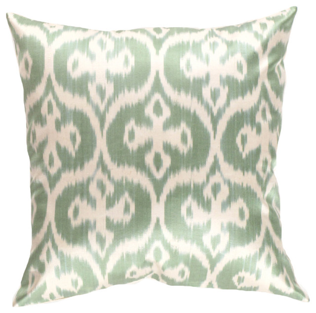 Ti 274 Turkish Green Silk Pillow Ikat 20'' Mediterranean Decorative
