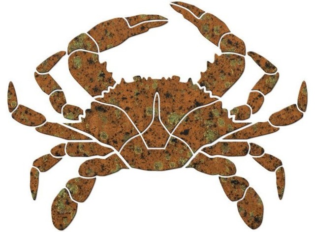 Crab Ceramic Swimming Pool Mosaic 12"x9", Dark Brown