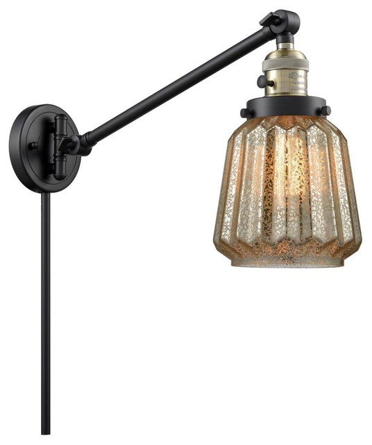1-Light 8" Swing Arm Black Antique Brass -  Bulb Included