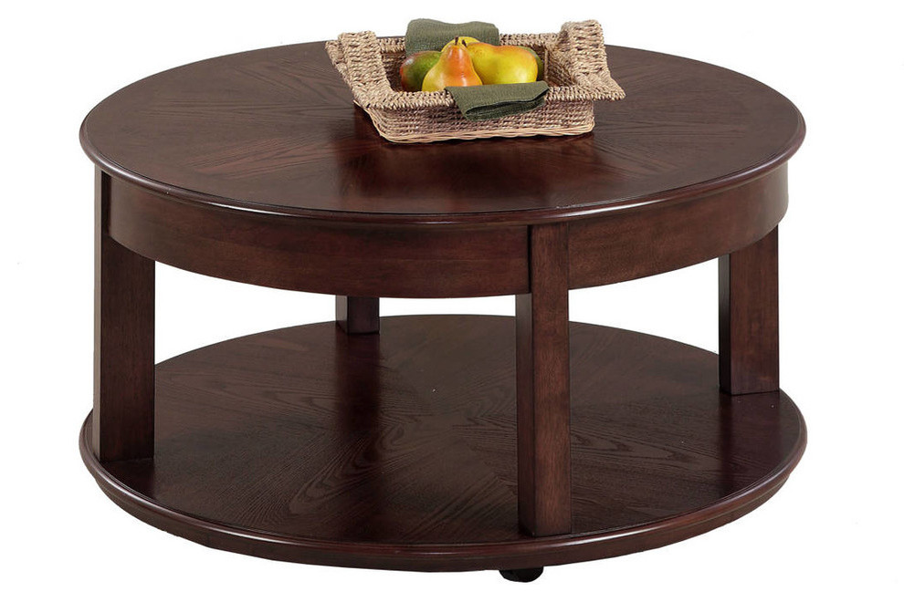 Sebring Contemporary Medium Ash Wood Castered Round Cocktail Table