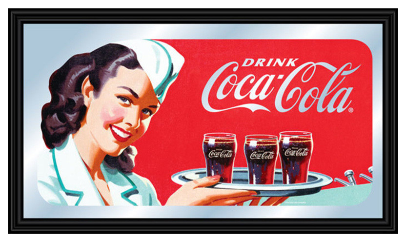 Coca-Cola Vintage Mirror Horizontal Waitress w/ Coke