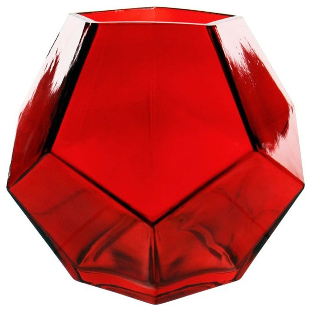 Geometric Ruby Faceted Gem Glass Vase Contemporary Vases by CYS