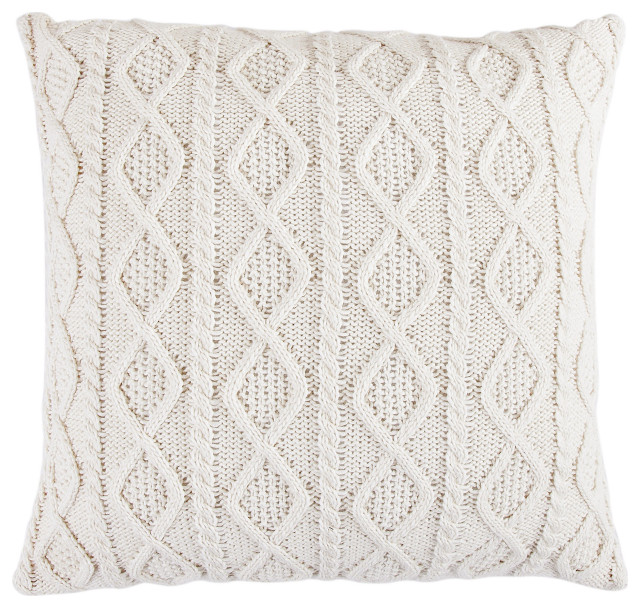 Cable Knit Soft Diamond Euro Sham, 26"x26" Scandinavian Pillowcases