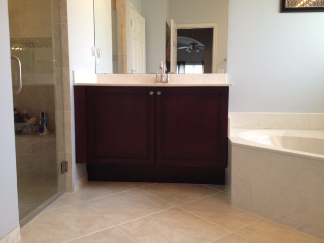 Scott's Master Bathroom Reface Dark Red Mahogany Finish