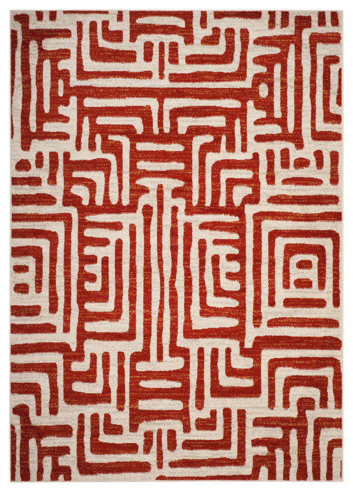 Safavieh Amsterdam Collection AMS106 Rug, Ivory/Terracotta, 9'x12'