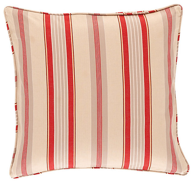 Vintage Red Quilted Stripe Pillow with Insert - 18"
