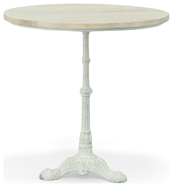 Velio Bistro Table, Whitewash French Country Indoor Pub And Bistro