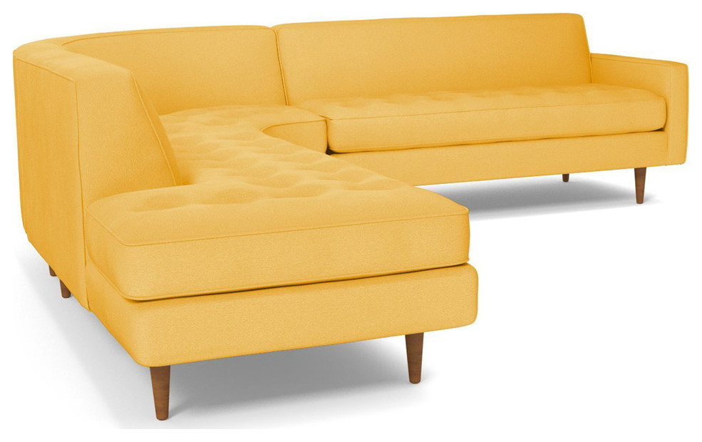 Apt2B Monroe 3-Piece Sectional Sofa, Marigold Velvet, Chaise on Left