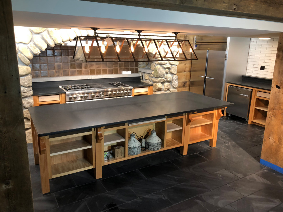 Home design - large rustic home design idea in Boston