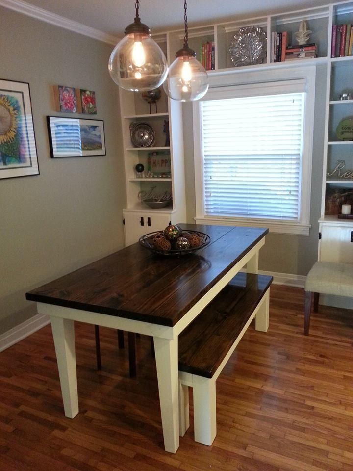 James 6 Farmhouse Table In Dark Walnut With Ivory Tapered Farmhouse Table In Dark Walnut