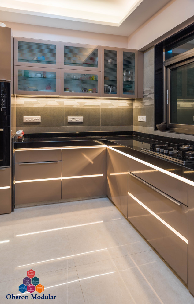 OBERON High Pressure Laminate L Kitchen with LED Gola IDEAL JVPD Juhu