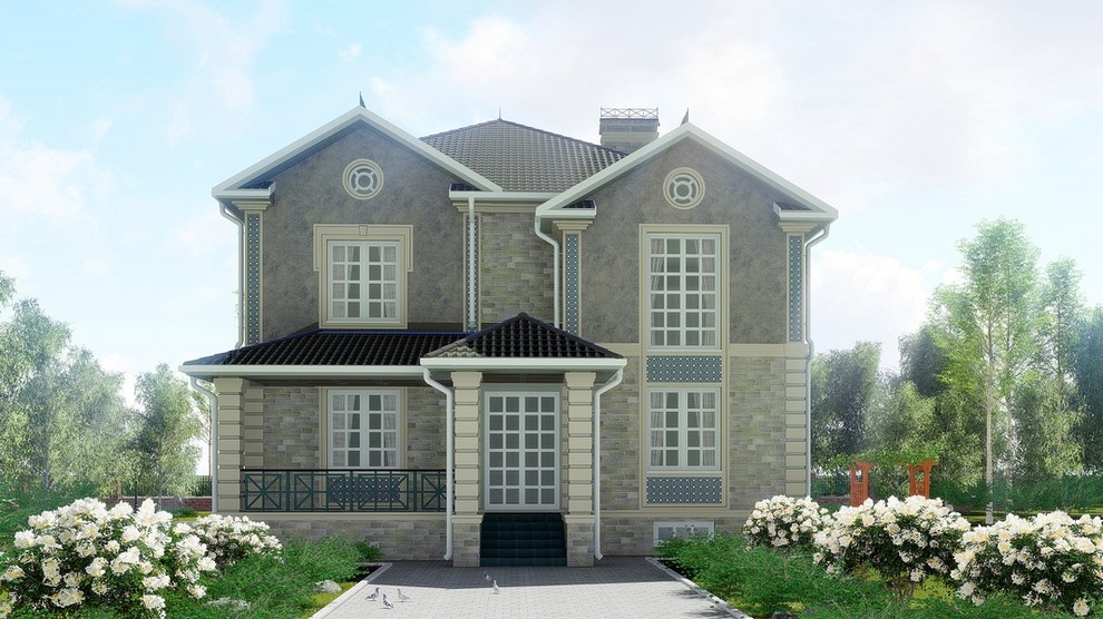 Визуализация дворовой фасад