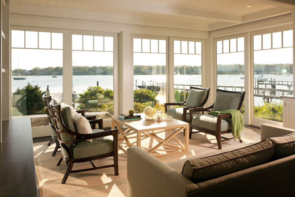 Beach style sunroom in Boston with a standard ceiling.