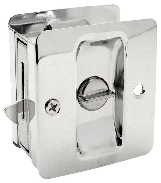 Polished Chrome Pocket Door Privacy Lock, 53867 Transitional Pocket
