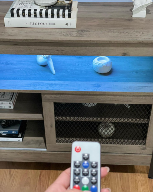 Houzz LED Decor Farmhouse Coffee Bar Table with Adjustable Shelf