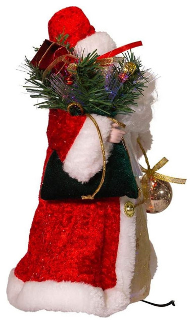Kurt Adler Puntale Per Albero Di Natale In Vetro – 40,6 Cm, Motivo Babbo Natale A Tre Livelli, Rosso E Oro