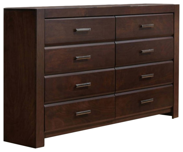 Benzara BM185434 Wooden Eight Drawer Dresser In Walnut Finish