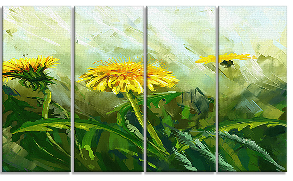 SC191 White Green Dandelion Flower Landscape Canvas Wall Art Large Picture Print 