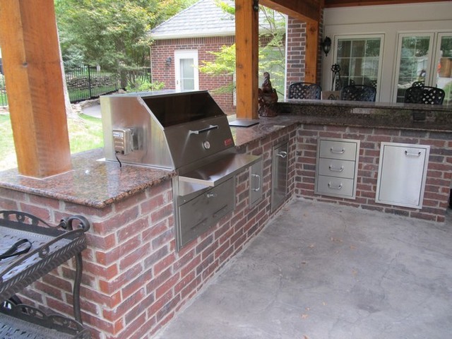 Red Brick Outdoor Kitchen - Traditional - Patio - Other - by Grill Kitchens