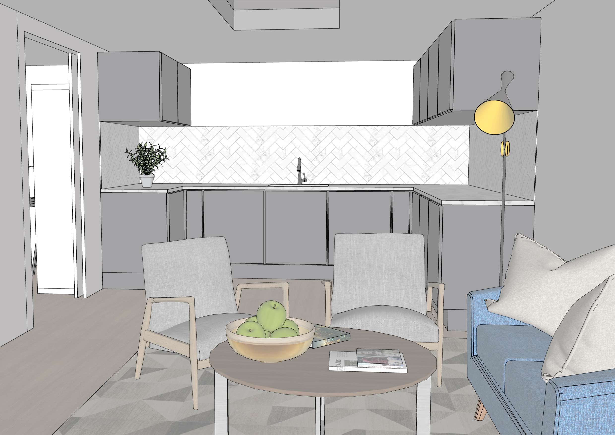 Kitchen, & living space, garden office, contemporary design