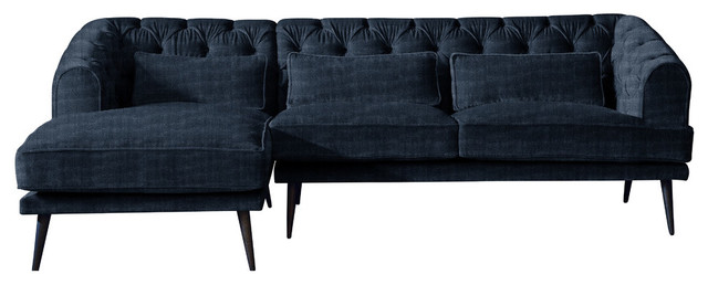 Earl Grey Chaise Sofa, Navy, 3 Seater, Left Hand Facing