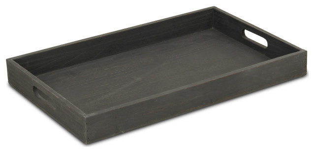 Minimalist Black Wooden Tray - Transitional - Serving Trays - by ...