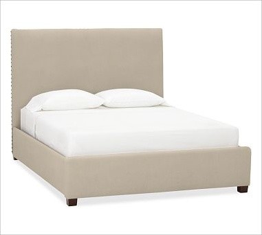 Raleigh Nailhead Square Bed, Cal. King, Twill Parchment