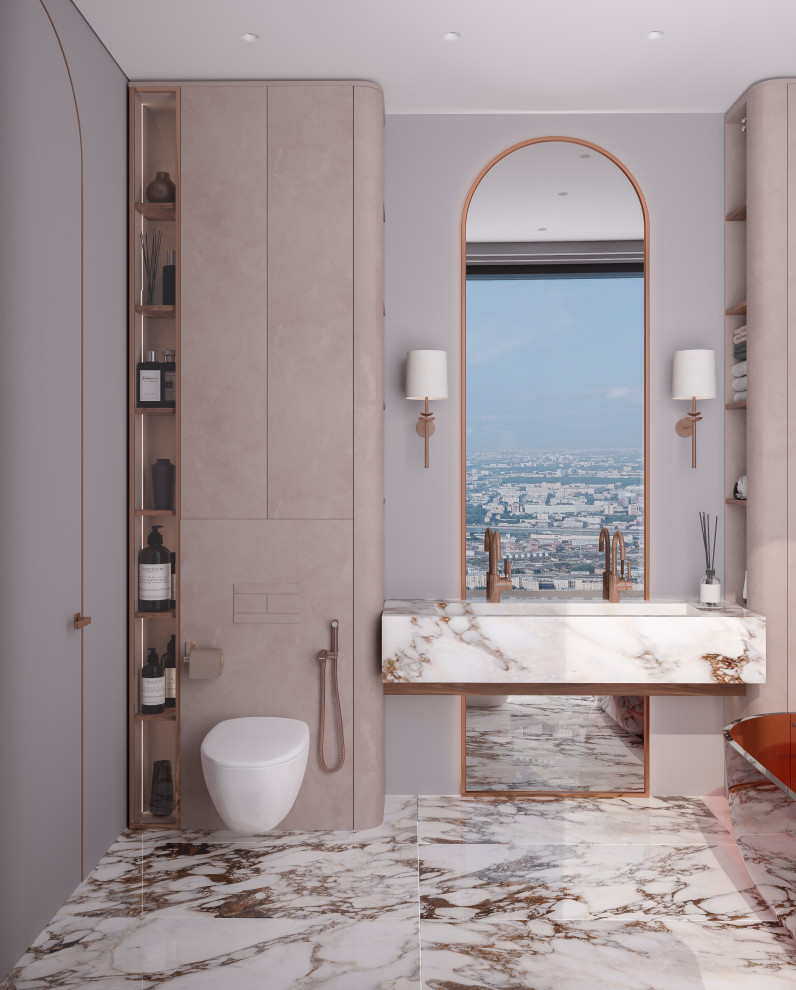 Мастер-ванная из проекта "Оранжевый Блюз" в ЖК Neva Towers, г. Москва