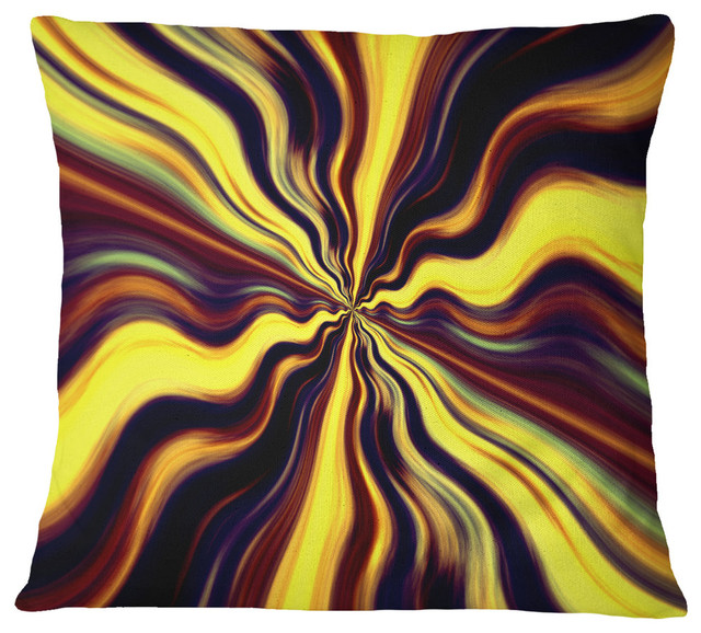 Yellow Purple Black Fantasy Abstract Throw Pillow, 18"x18"