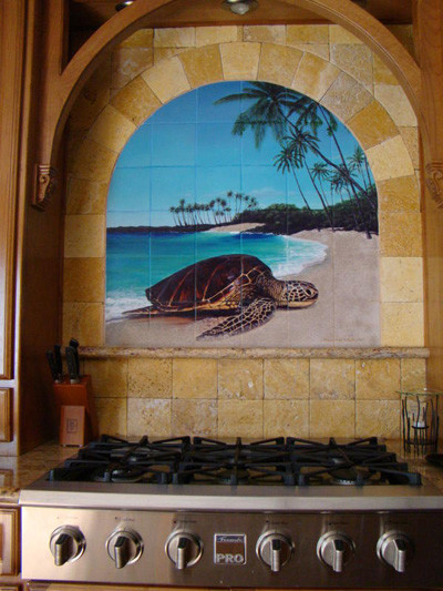 Photo of a tropical kitchen in Seattle.