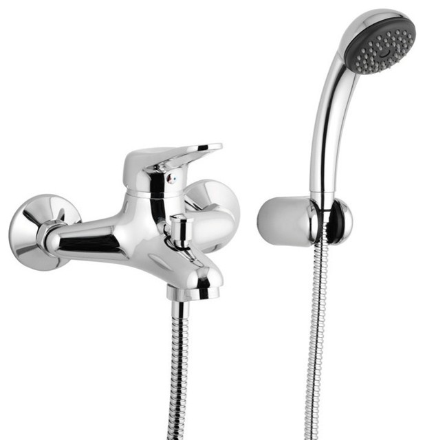 Wall Mounted Single Lever Bath Mixer With Bracket And Hand Shower Wall Mounted Single Lever Bath Mixer With Bracket And Hand Shower Contemporary Showerheads