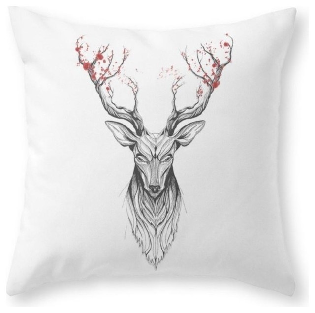 Society6 Deer Tree Black Throw Pillow Rustic Decorative