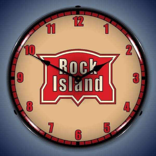 Rock Island Railroad Lighted Wall Clock 14 x 14 Inches