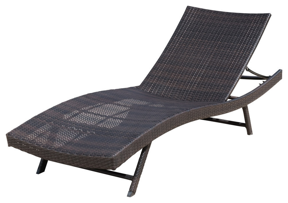 GDF Studio Eliana Outdoor Brown Wicker Chaise Lounge Chair Tropical