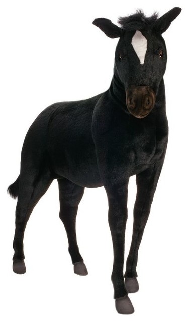 black stuffed horse