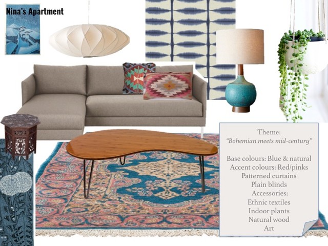 Bohemian meets mid-century eklektisk-dagligstue