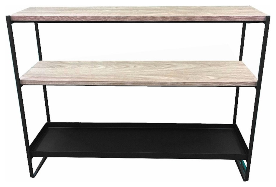 Pangea Home Vila 3-Tier Modern Wood Veneer/Metal Shelf in Black ...