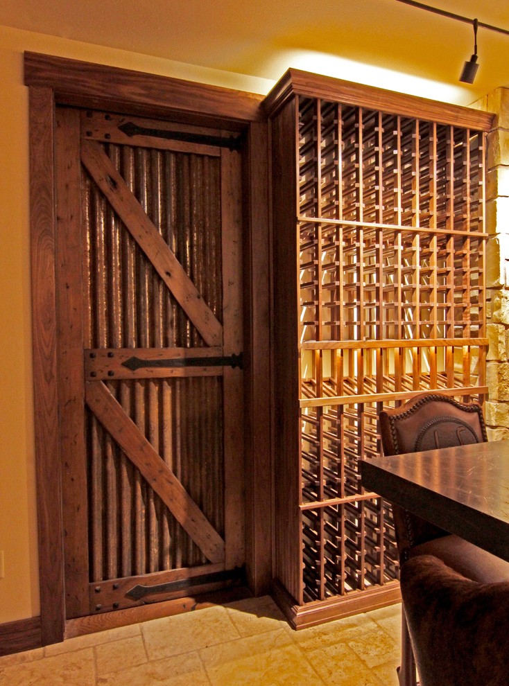 Example of a transitional wine cellar design in Seattle