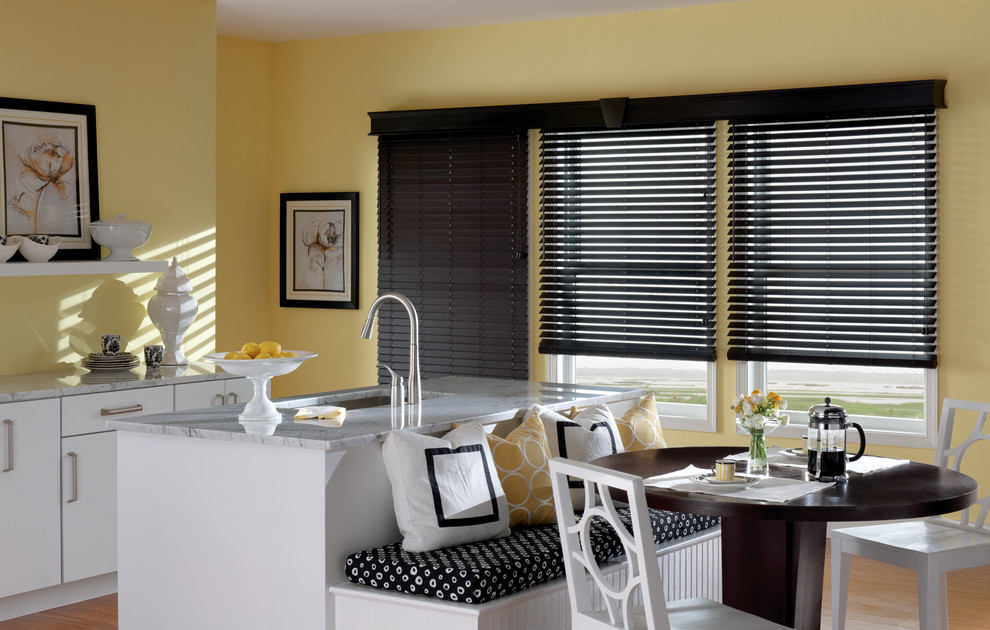 Chocolate Faux Wood Blinds - Contemporary - Kitchen ...