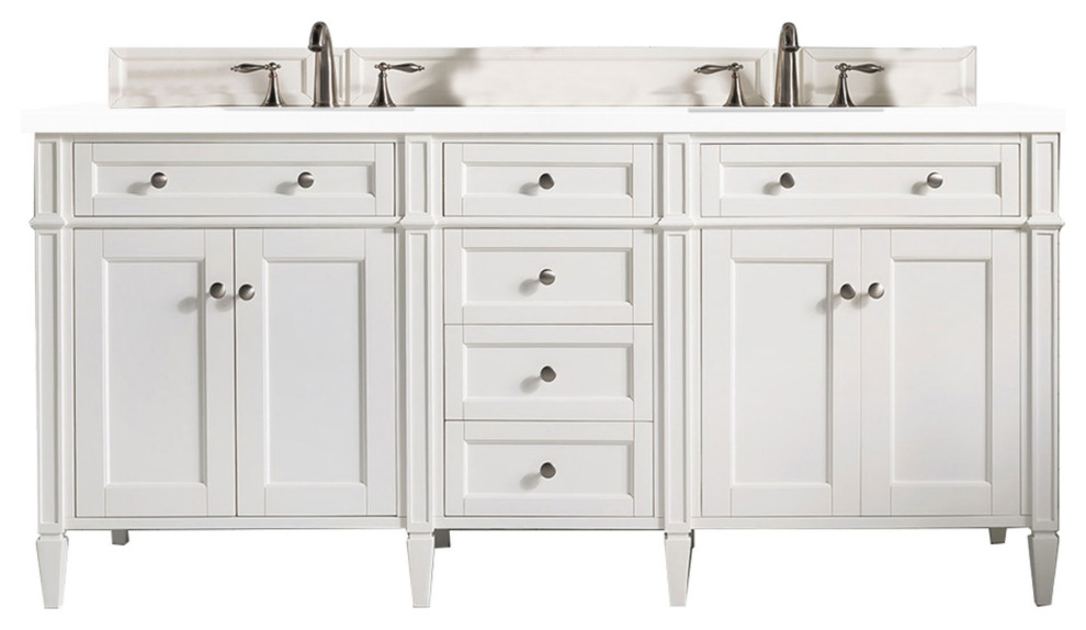 James Martin Vanities 650V723WZ Brittany 72" Double Basin Transitional Bathroom Vanities
